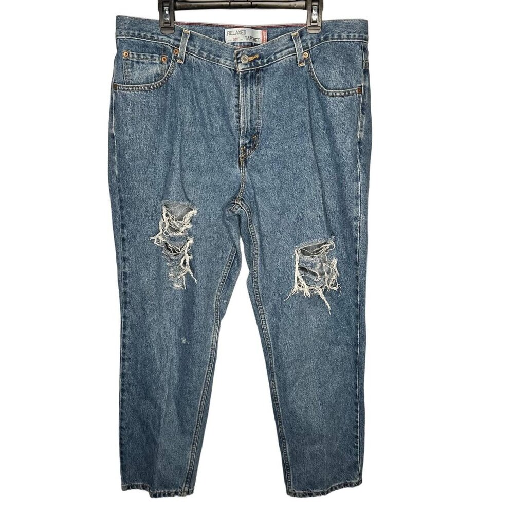 Levi’s 550 Women’s Relaxed Tapered Heavily Distressed Denim Jeans Size 16S